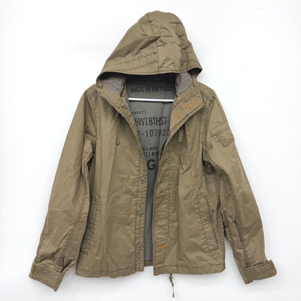 Gap Military Field Army Jacket Hooded Utility Grunge Canvas Mens Small Tan
